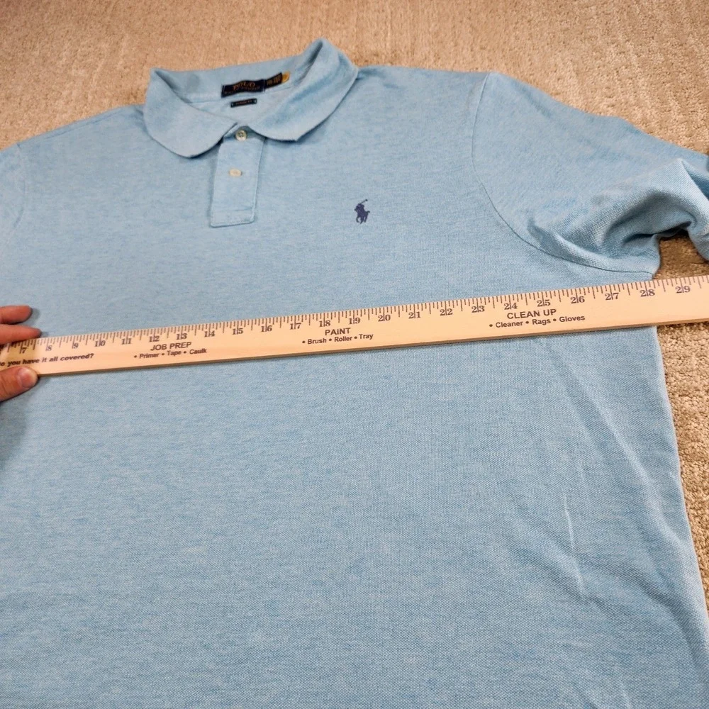 Polo‎ Ralph Lauren Shirt Men XXL Long Sleeve Polo Blue Knit Classic Fit Cotton